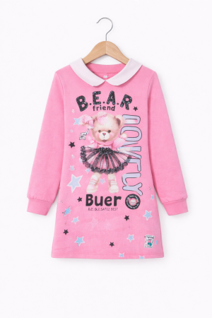 Vestido Infantil Menina Ursa LOVELY Rosa Mundo Cinti
